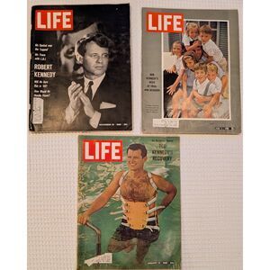 3 LIFE Magazines Kennedy Family Lot RFK Robert & Ted Kennedy 1964–1966